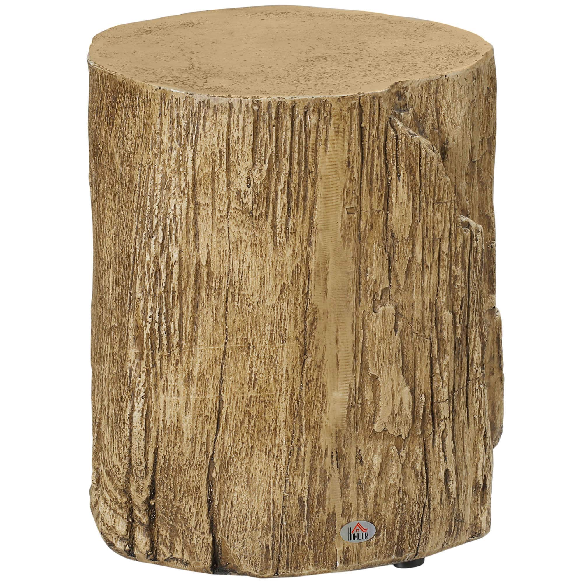 Homcom - Tree Stump Stool, Side Table with Round Tabletop, Concrete End Table with Wood Grain Finish for Indoors & Outdoors - Natural Wood price history on PriceWatchPro