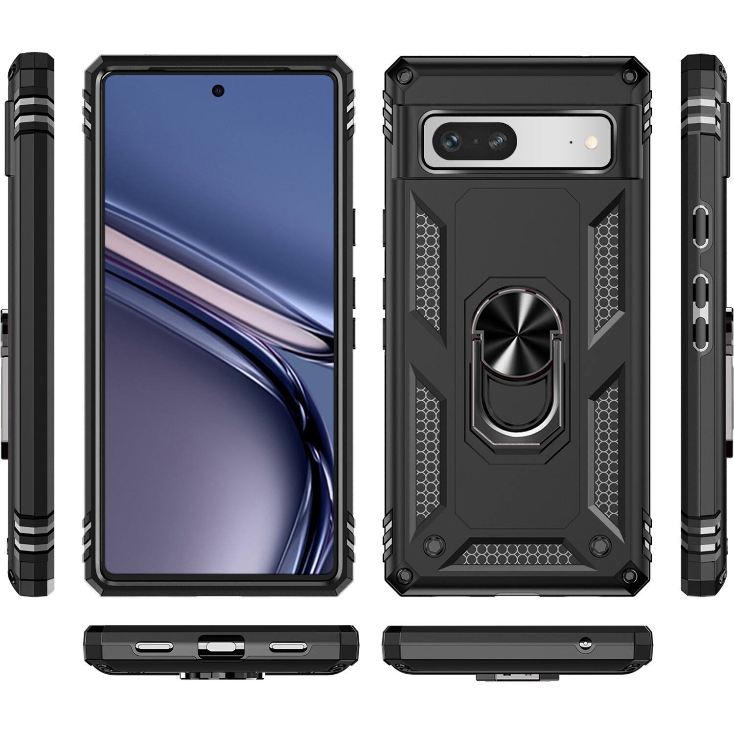 Alt View 14. SaharaCase - Military Kickstand Series with Belt Clip Case for Google Pixel 7a - Black.