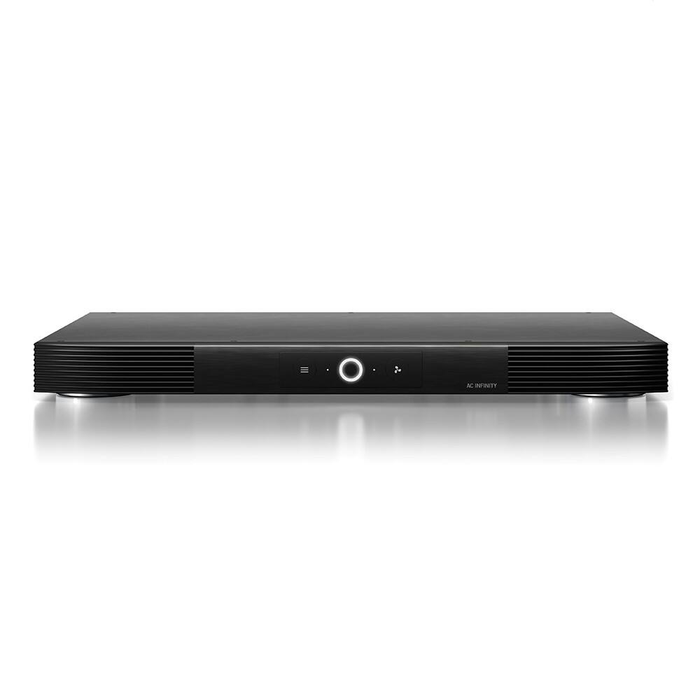 Front. AC Infinity - AIRCOM S8, AV Receiver Cooling Fan with Thermal Trigger, 17" Rear Exhaust - Black.