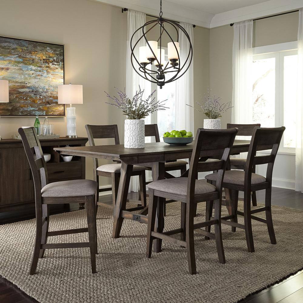 Alt View 2. Liberty Furniture Industries - Double Bridge Splat Back Counter Chair (RTA)-Set of 2 in Dark Chestnut - Brown.