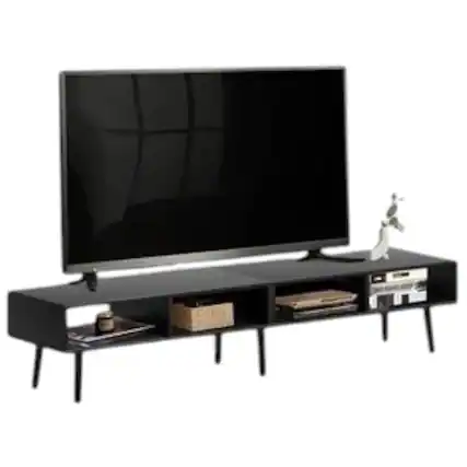 Front. Hivvago - Mid-Century Modern Style TV Stand in Black Wood Finish - for TVs up to 65-inch - Black.