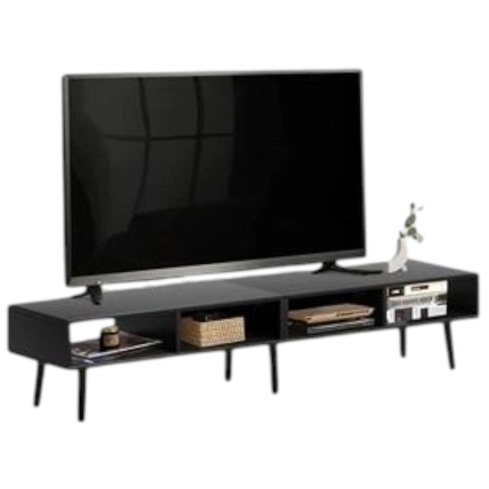Front. Hivvago - Mid-Century Modern Style TV Stand in Black Wood Finish - for TVs up to 65-inch - Black.