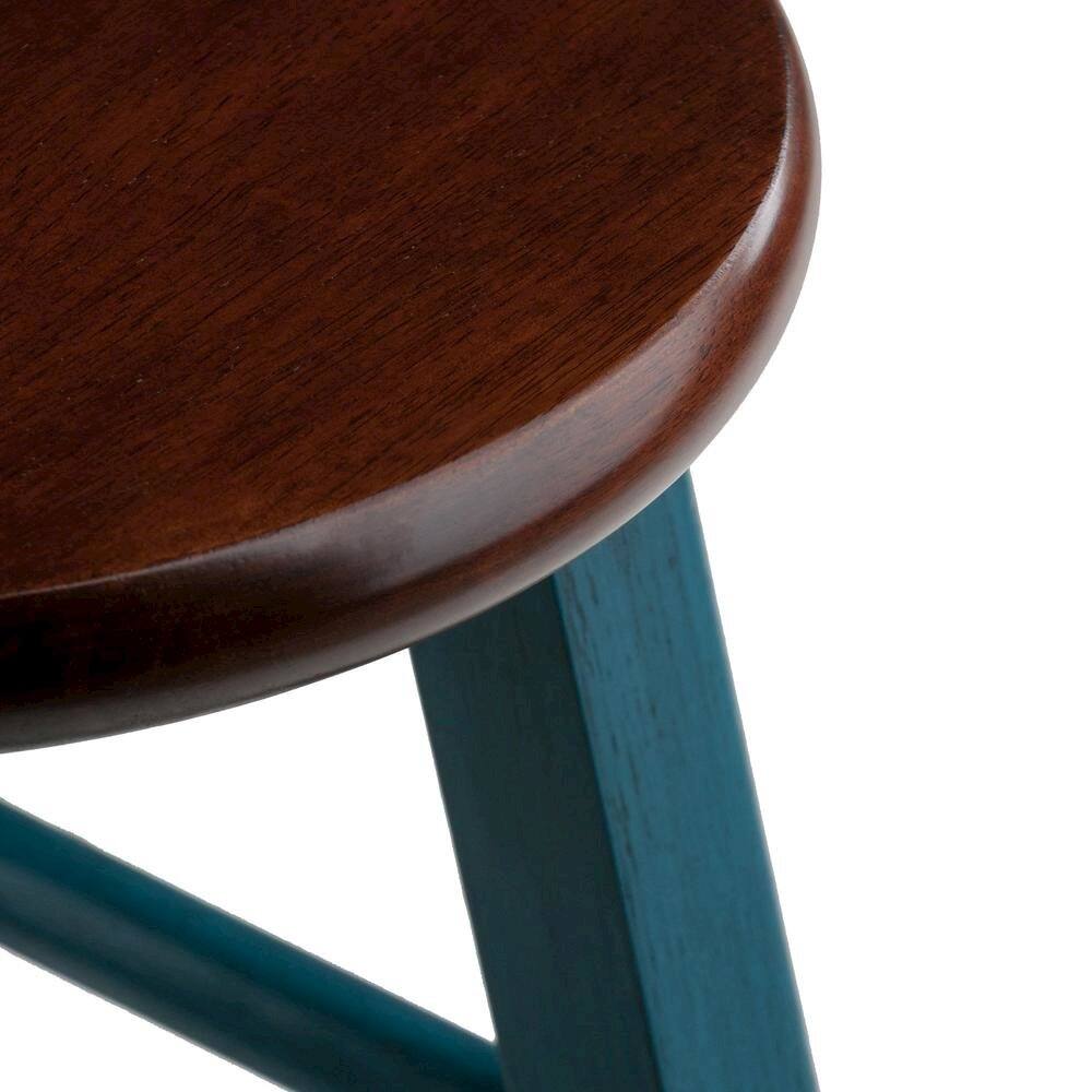 Alt View 1. FurniFact - 29" Rustic Teal Bar Stool - Rustic Teal / Walnut.