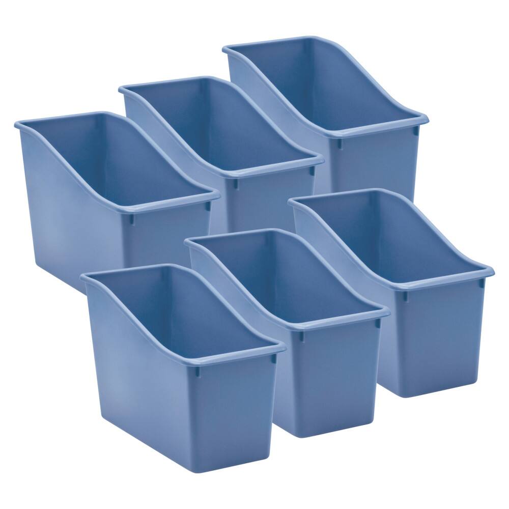 Front. Teacher Created Resources - Teacher Created Resources Slate Blue Plastic Book Bin, Pack of 6.