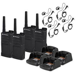 Motorola Solutions - 4 x Motorola RMM2050 On-Site 2-Way Radio (RMM2050) - 4 Pack With Mic Bundle - Black