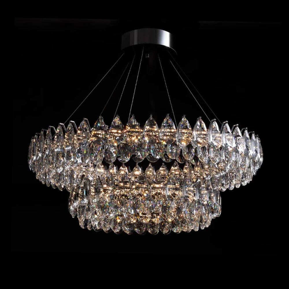Alt View 4. Siljoy - Crystal Dual Tier Water Drop Chandelier - Chrome.