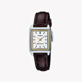 Casio - Women's Brown Analog Watch with White Dial - LTP-V007L-7E2UDF - Black