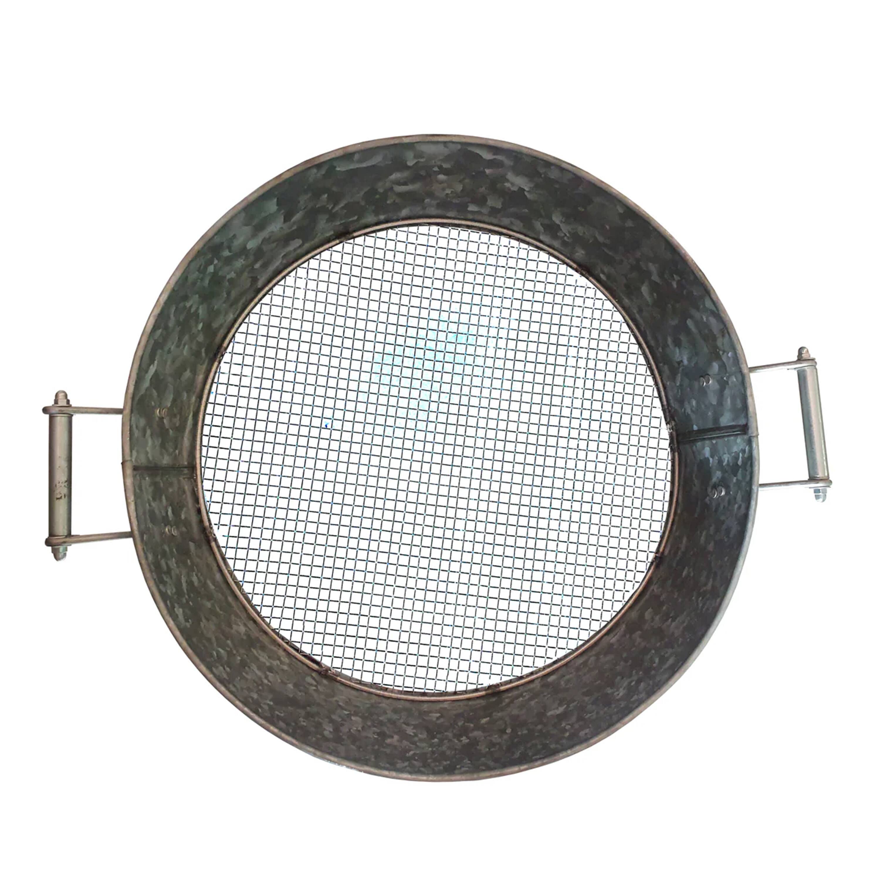 Alt View 1. Manhattan Lane - Round Galvanized Steel Compost Sifter with Wire Mesh Design Base - Silver.