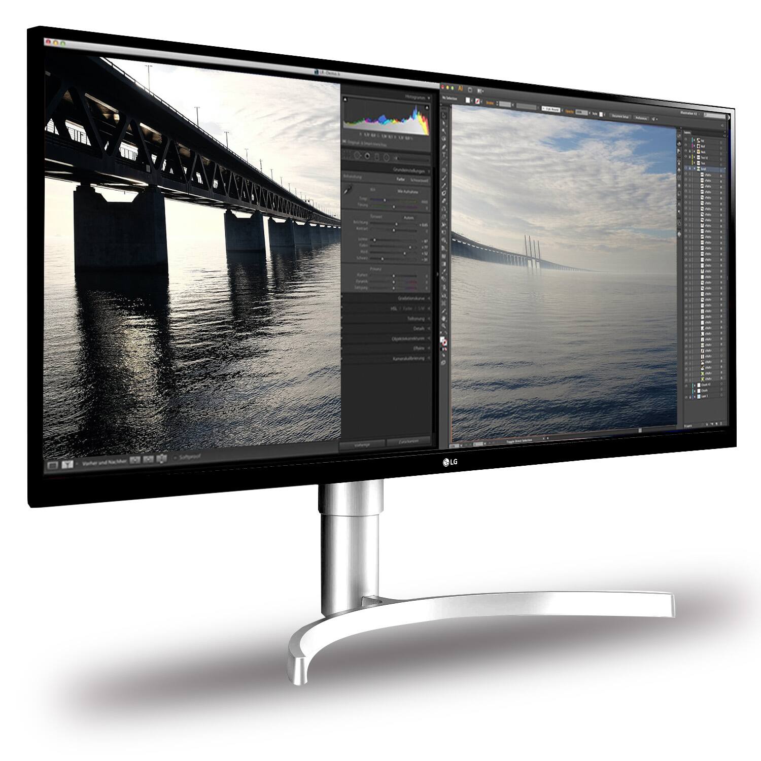 Alt View 1. LG - LG 34WN650-W 34'' 21:9 IPS HDR WFHD 3-Side Virtually Borderless Monitor + HDMI Cable and Cleaning Kit.