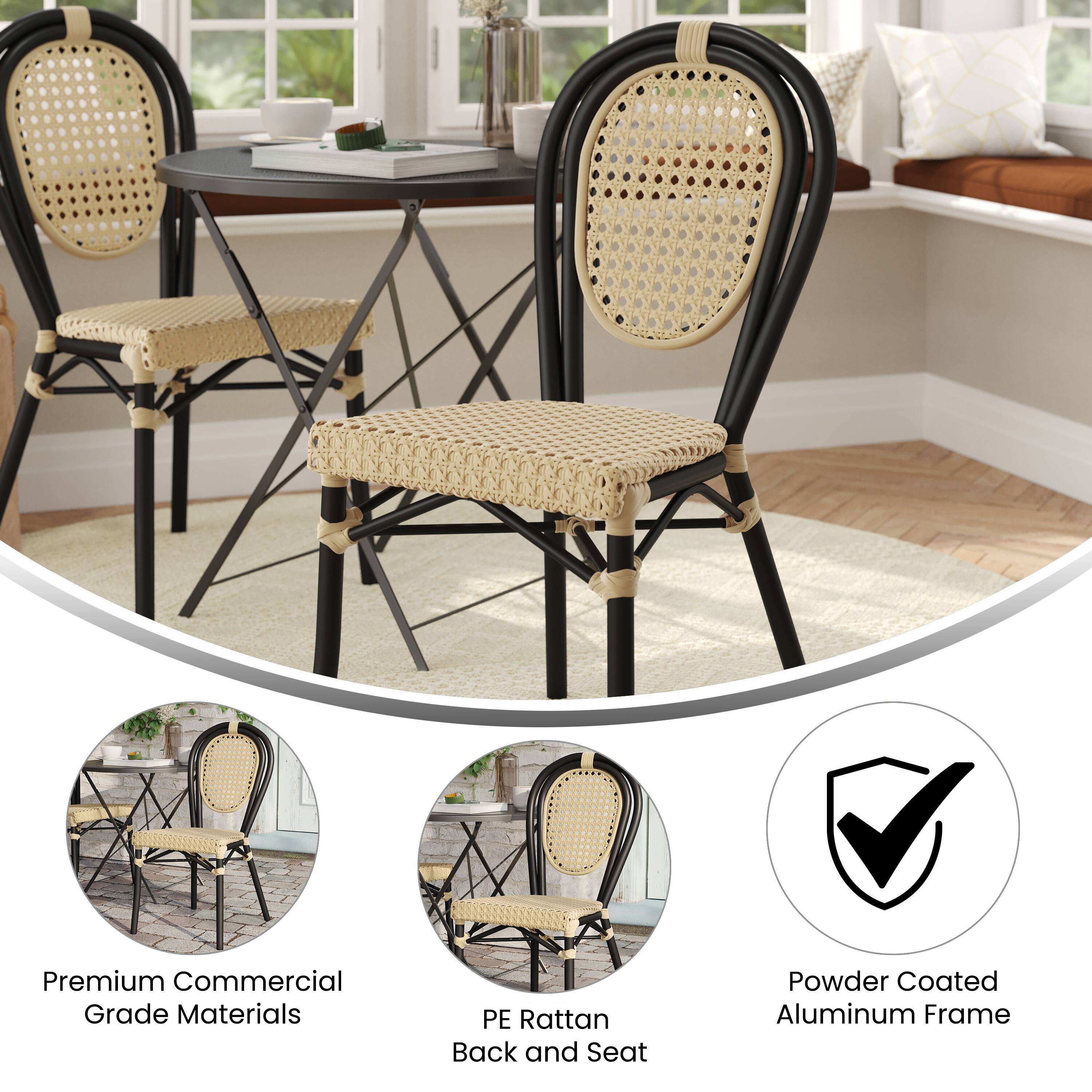 Premium Commercial Grade Materials  
PE Rattan Back and Seat  
Powder Coated Aluminum Frame
