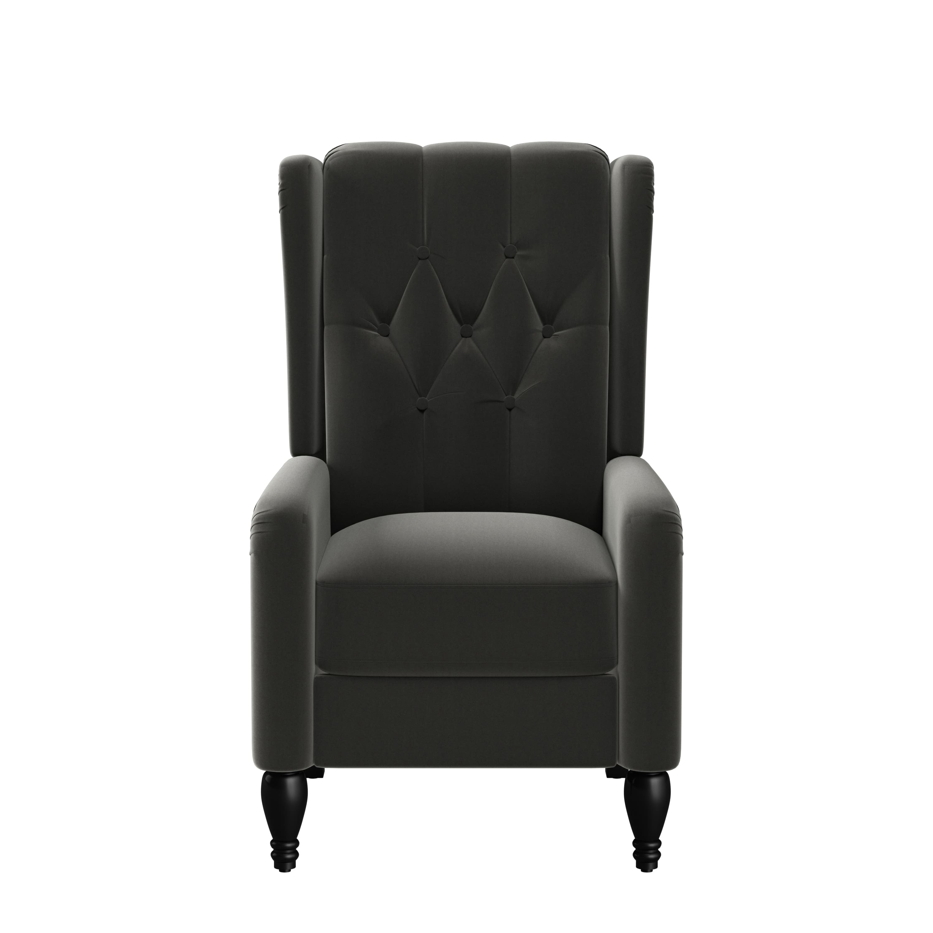Front Zoom. ProLounger - Feigin Velvet Wingback Pushback Recliner Chair - Charcoal  Gray.