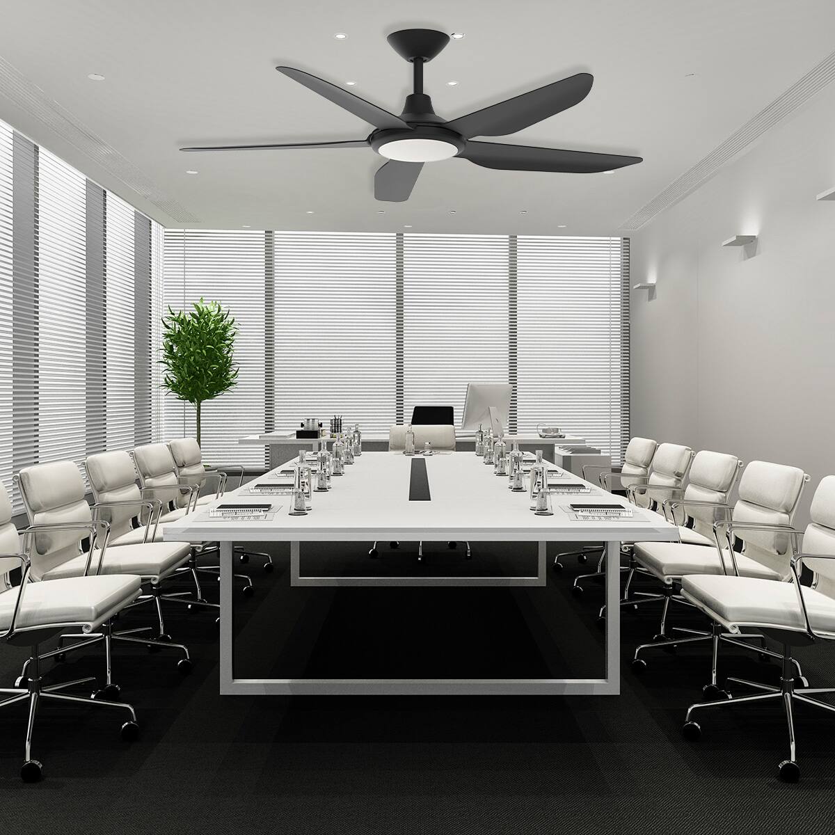 Alt View 6. ENLIGHT - 52" Smart DC Ceiling Fan, CCT & Dimmable Light, Efficient & Quiet DC Motor, Reverse Mode, Matter, 5-Blade, Damp Rated - Matte Black.