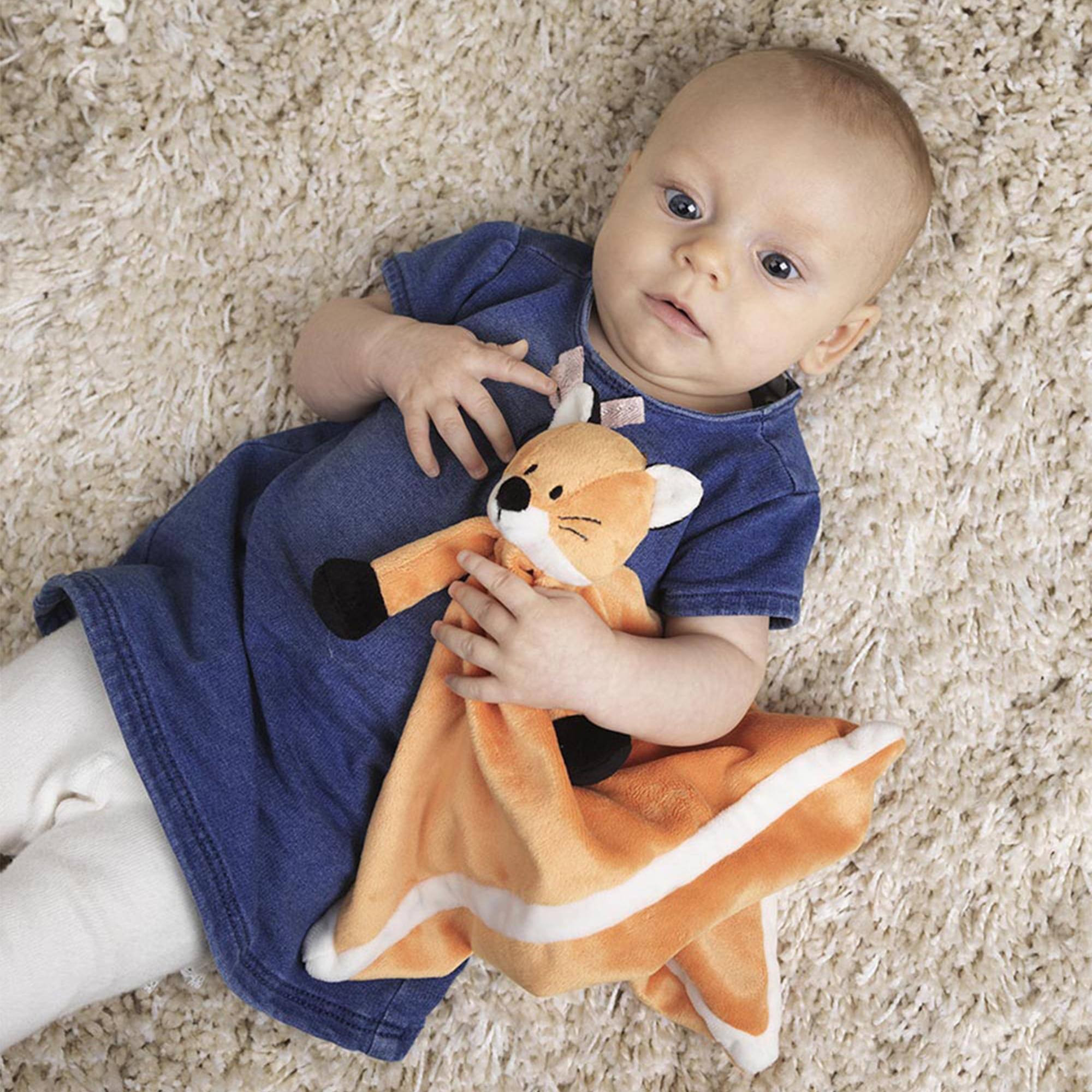 Alt View 1. TriAction Toys - Teddykompaniet Diinglisar Collection 11 Inch Plush Animal Blanket | Fox - Brown.