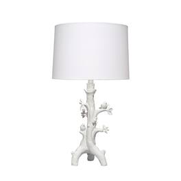 Manhattan Lane - Sils Accent Table Lamp, Linen Shade, Trunk Resin Base 28 Inch - White, Silver