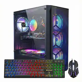 STGAubron - Gaming PC Desktop, Intel Core i7 up to 3.9Ghz, RX 580 8G, 16G RAM, 512G SSD, WiFi 6, BT 5.2, Win 11 Home - Black