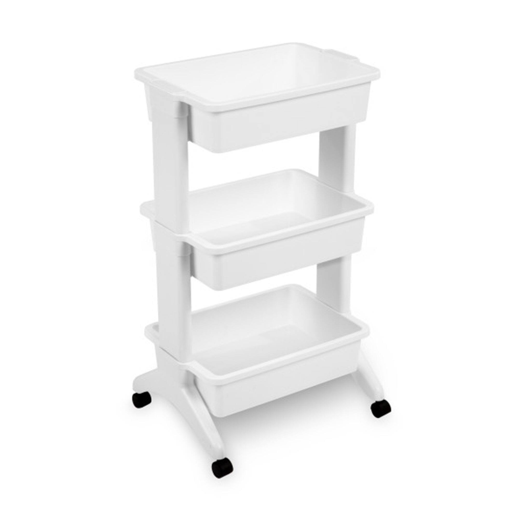 Alt View 6. Sterilite - Sterilite 3 Tier Utility Rolling Organization Cart Portable Storage Bins, 3 Pack - White.