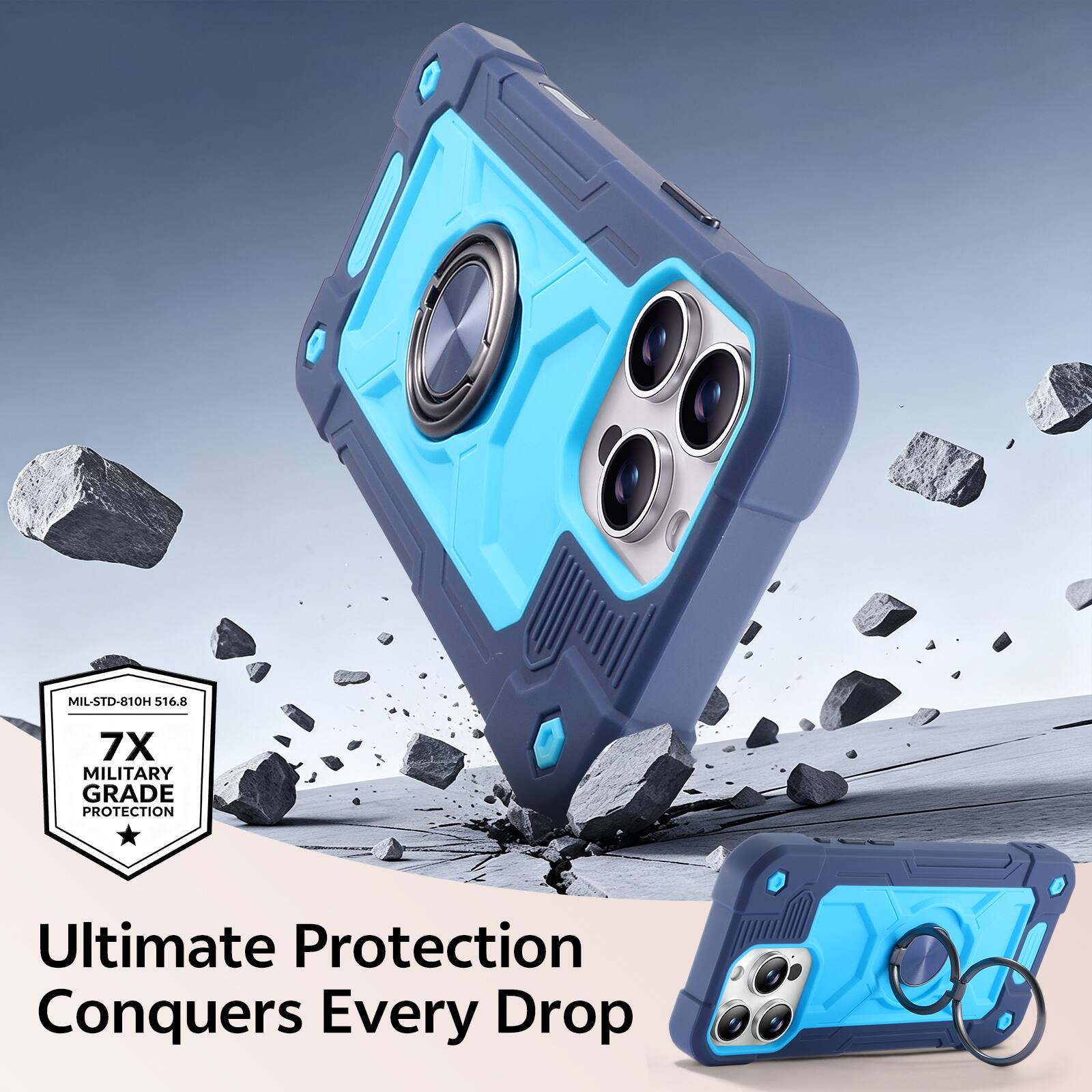 MIL-STD-810H 516.8 7X MILITARY GRADE PROTECTION Ultimate Protection Conquers Every Drop