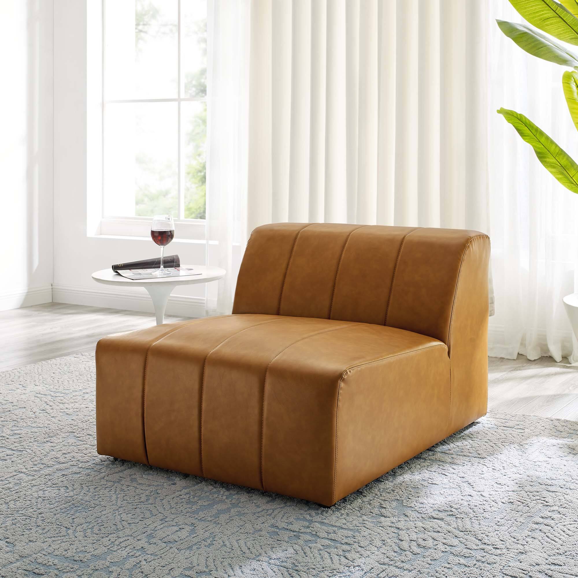 Alt View 6. Modway - Bartlett Vegan Leather Armless Chair by Modway - Tan.