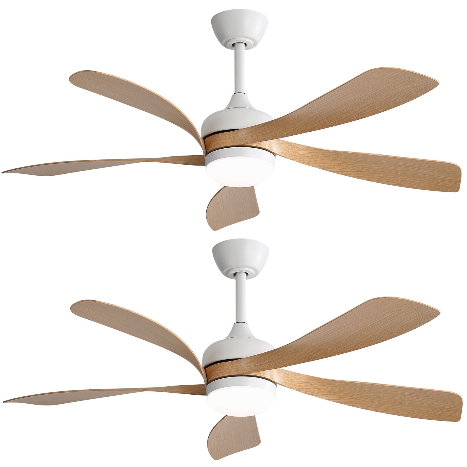 Sofucor - 52 inch Low Profile Ceiling Fans with Lights and Remote Control Outdoor Indoor Ceiling Fan - White - 2PCS