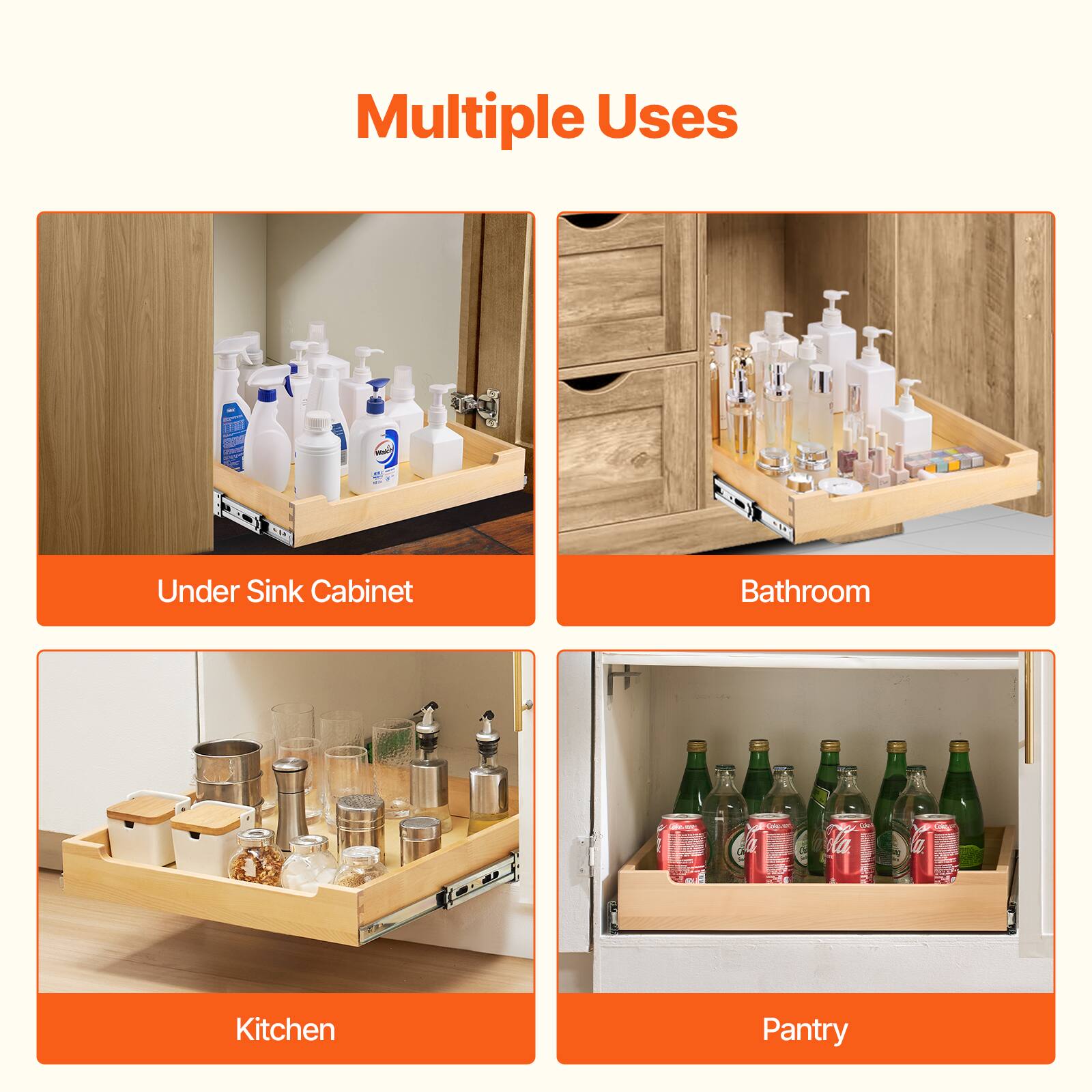 Multiple Uses

- Under Sink Cabinet
- Bathroom
- Kitchen
- Pantry