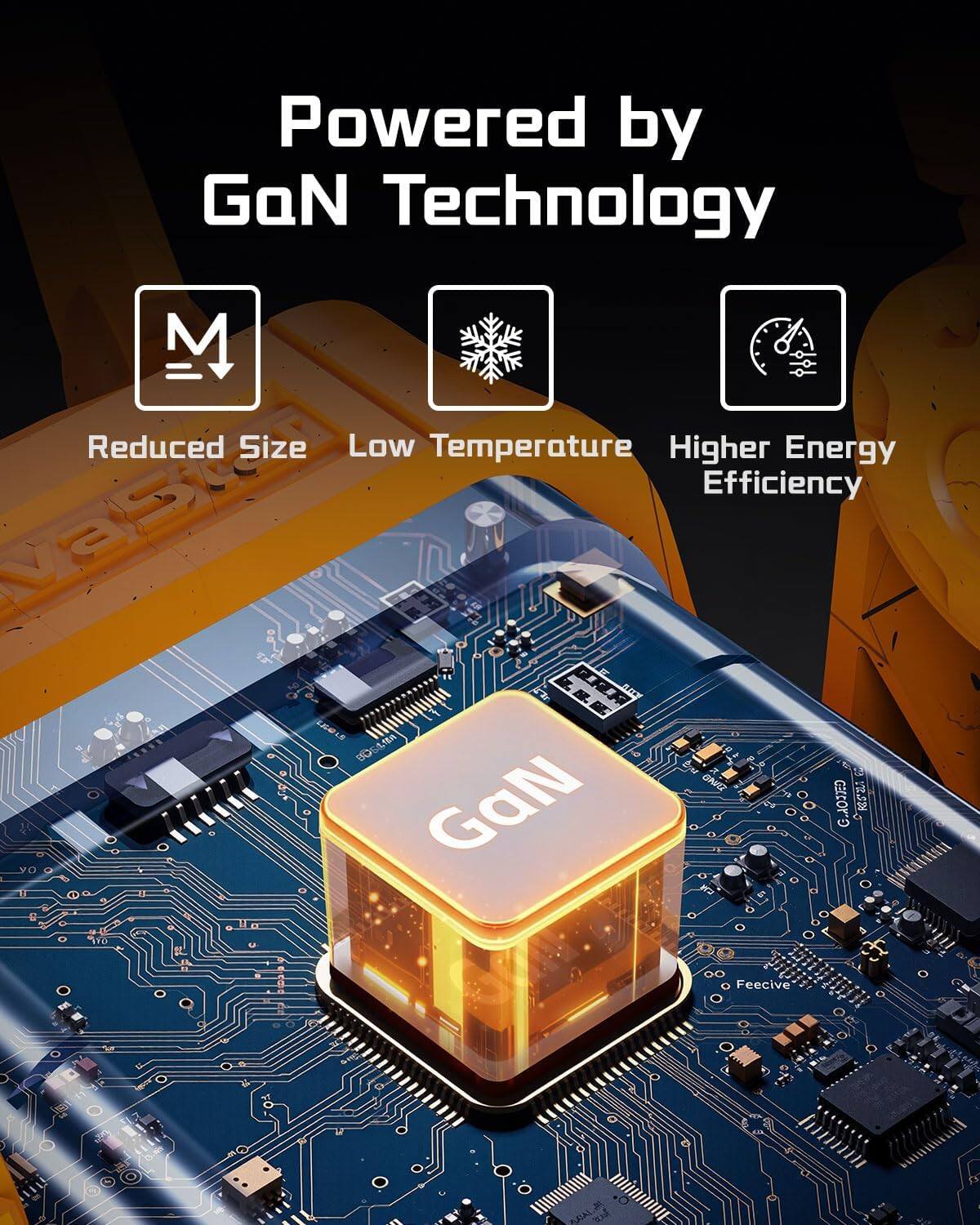 Powered by GaN Technology

- Reduced Size
- Low Temperature
- Higher Energy Efficiency