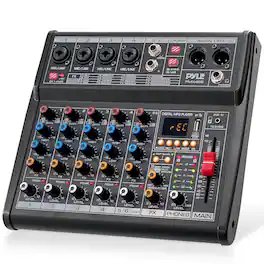 Pyle - Professional Bluetooth DJ Audio Mixer - 6-Channel DJ Controller Sound Mixer w/DSP 16 Preset Effects, USB Interface - Black