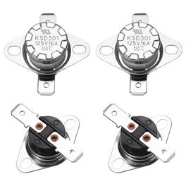 Unique Bargains - 4pcs KSD301 Thermostat 120°C/248°F 16A Normally Closed N.C Adjust Snap Disc Temperature Switch Bakelite - Silver