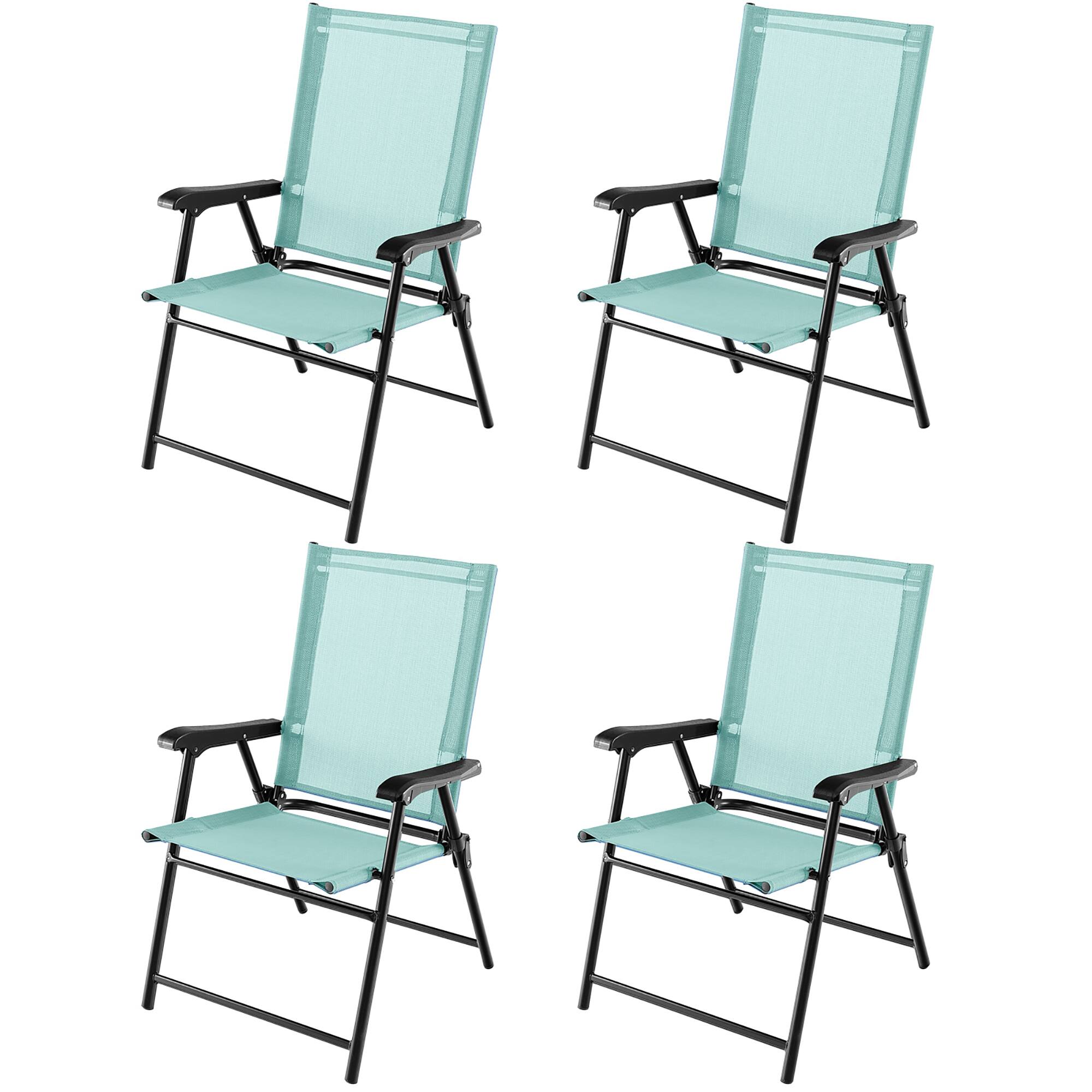 Alt View 8. Gymax - Gymax Set of 4 Patio Folding Chairs Outdoor Portable Pack Lawn Chairs w/ Armrests Mint Green - Mint Green.