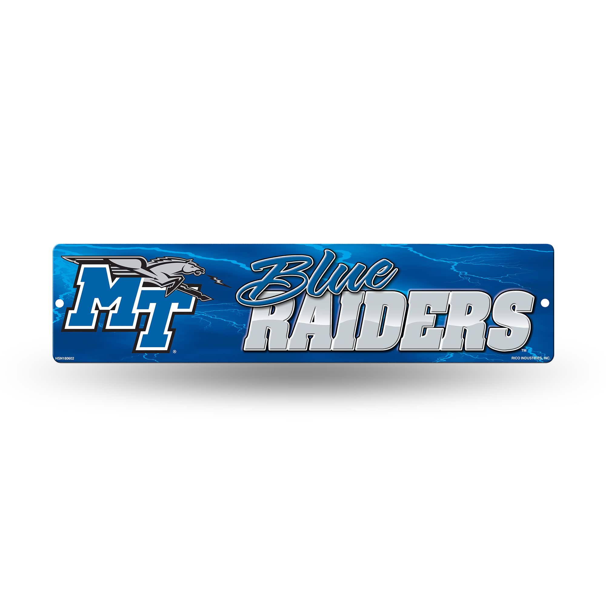 Rico Industries - Middle Tennessee State Blue Raiders 16" Street Sign for garage, office, man cave or any wall - Multi