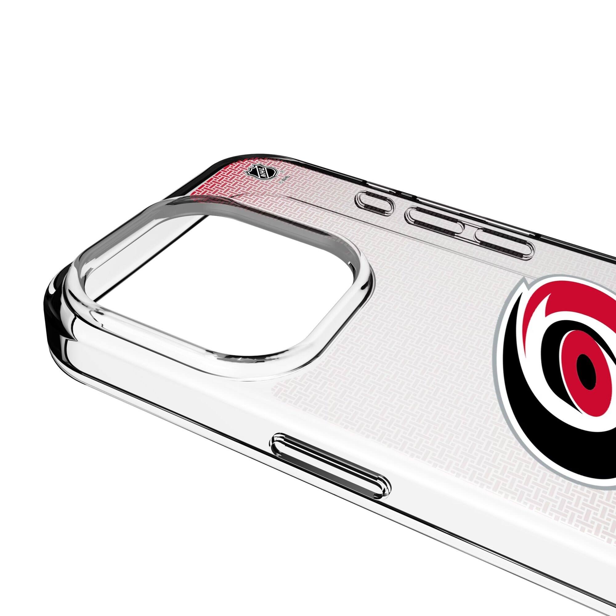 Alt View 2. Keyscaper - Carolina Hurricanes Linen Logo iPhone Clear Case - 14 - Multicolor.