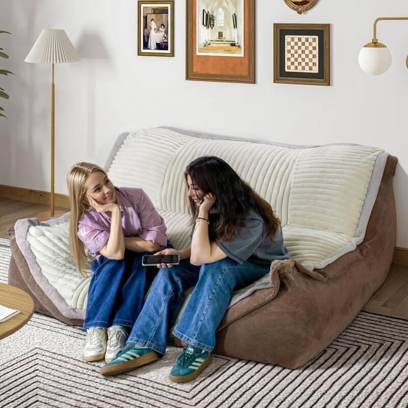 Alt View 2. wowmax - 5.5ft Oversized Bean Bag Chair for Adults, Giant Lounger & Floor Sofa Bed for Bedroom, Living Room, and Dorm - Brown.