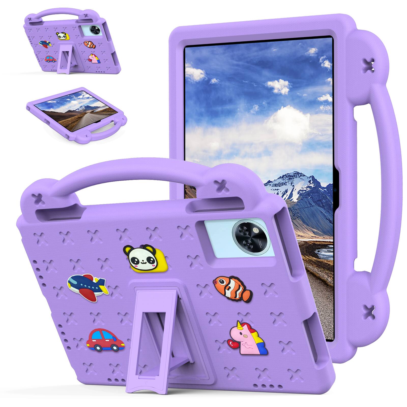 Front. Dteck - Kids Case for Lenovo Idea Tab 11" 2025 / Tab K11 Gen 2, EVA Shockproof Handle Stand Cover - Purple.