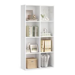 Songmics Home - CUSTOS Collection - Bookshelf, Bookcase, Cube Shelf with 8 Compartments, 9.4 x 25.8 x 51 Inches, Storage Shelf - Cloud White