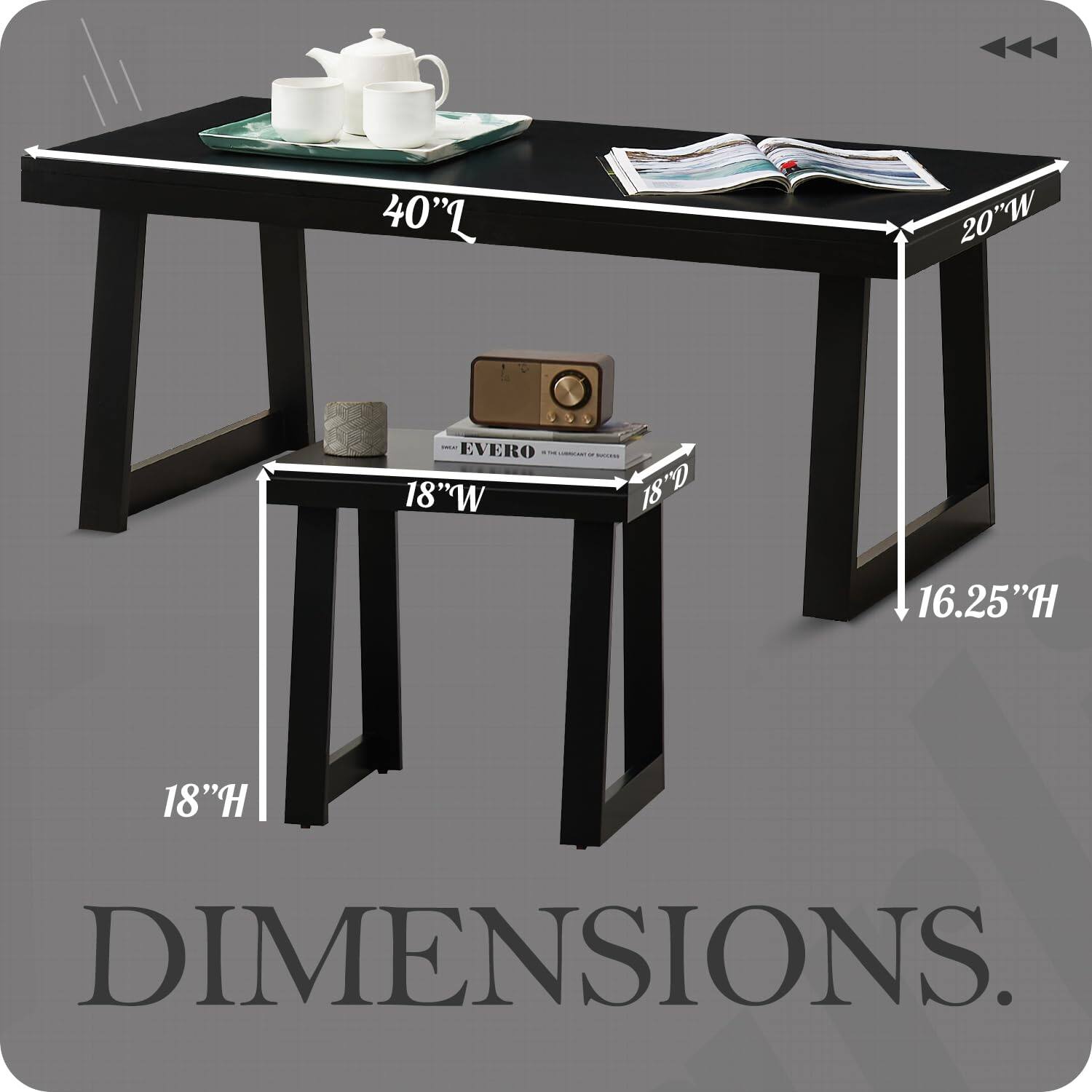 40"L x 20"W x 18"D x 16.25"H

DIMENSIONS.