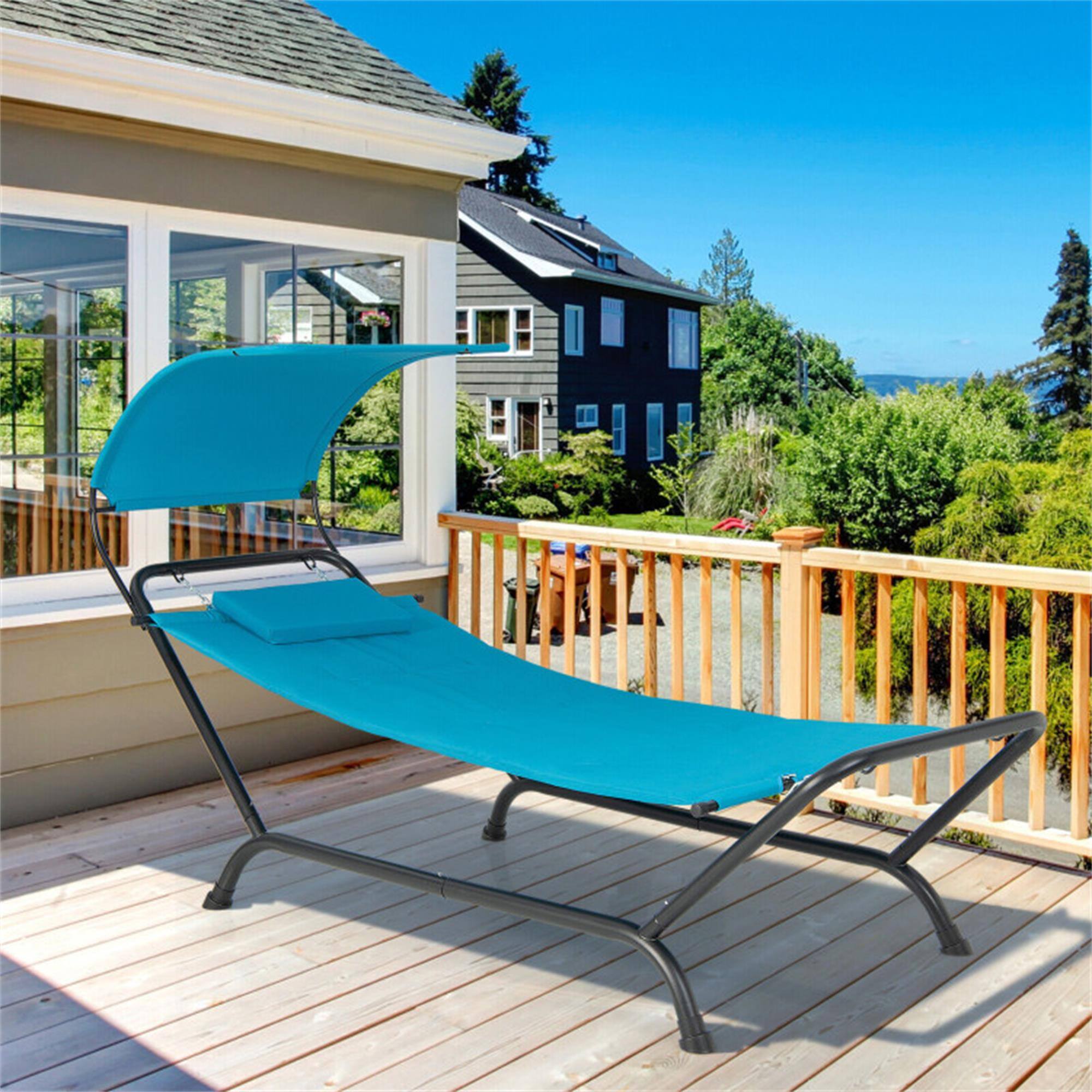 Alt View 2. Boyel Living - Navy Blue Outdoor Hanging Chaise Lounge Chair 53.0-in W x 95.5-in L x 40.5-in H 32.6-lb Net Weight - Navy.