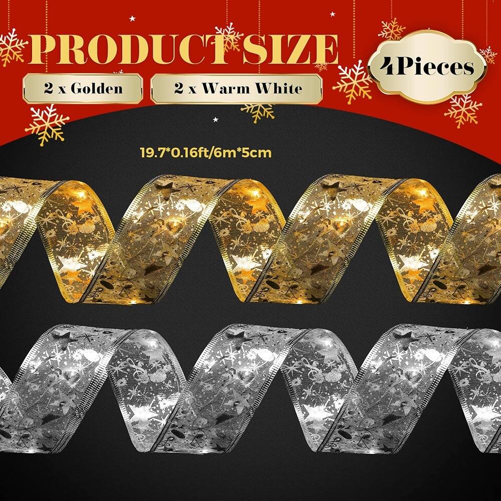 PRODUCT SIZE  
4 Pieces  
2 x Golden  
2 x Warm White  
19.7*0.16ft/6m*5cm