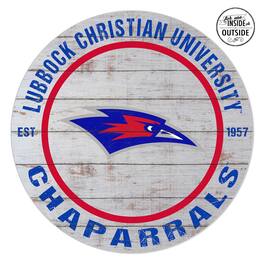 Jardine - Lubbock Christian Chaparral 20'' x 20'' Indoor/Outdoor Weathered Circle Sign - White