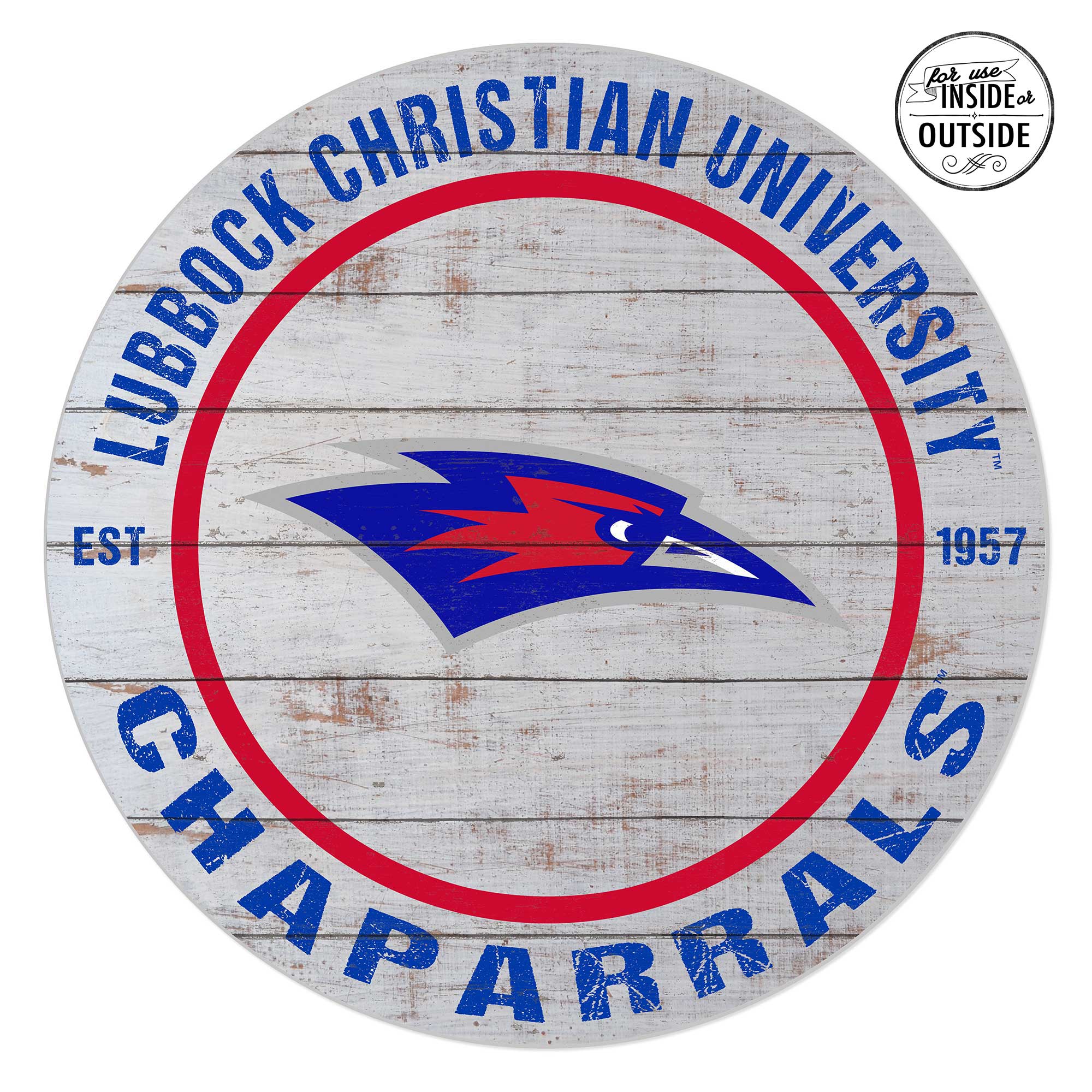 Lubbock Christian Chaparral 20'' x 20'' Indoor/Outdoor Weathered Circle Sign