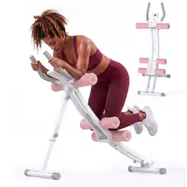MERACH - Ab Machine Foldable Ab Equipment for Full Body Workout Home Exercise Ergonomic Arc Track for Better Abs - Pink