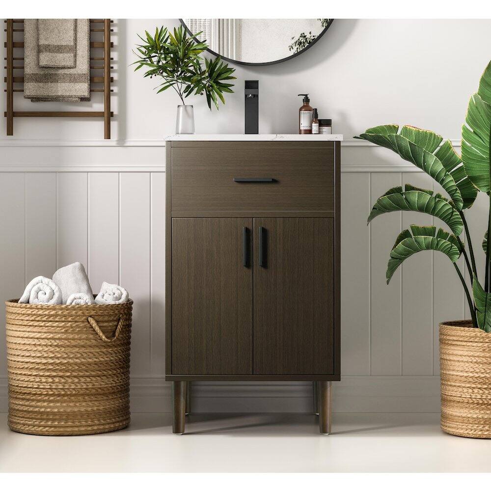 Alt View 9. Elegant Kitchen and Bath - Chandler 20 Inch Single Bathroom Vanity In Mocha Brown - Mocha Brown.