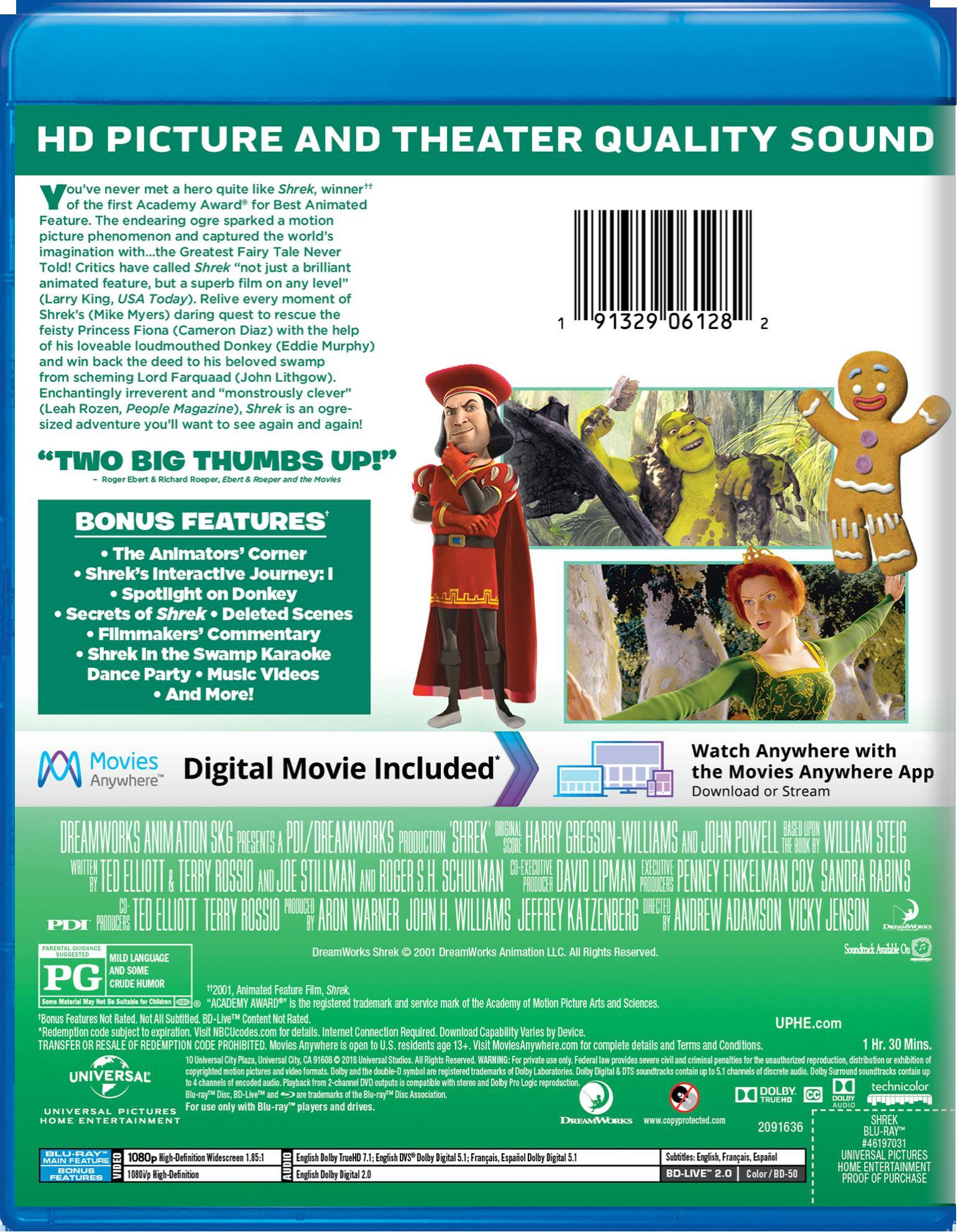 Back. Shrek (Digital) [Blu-ray].