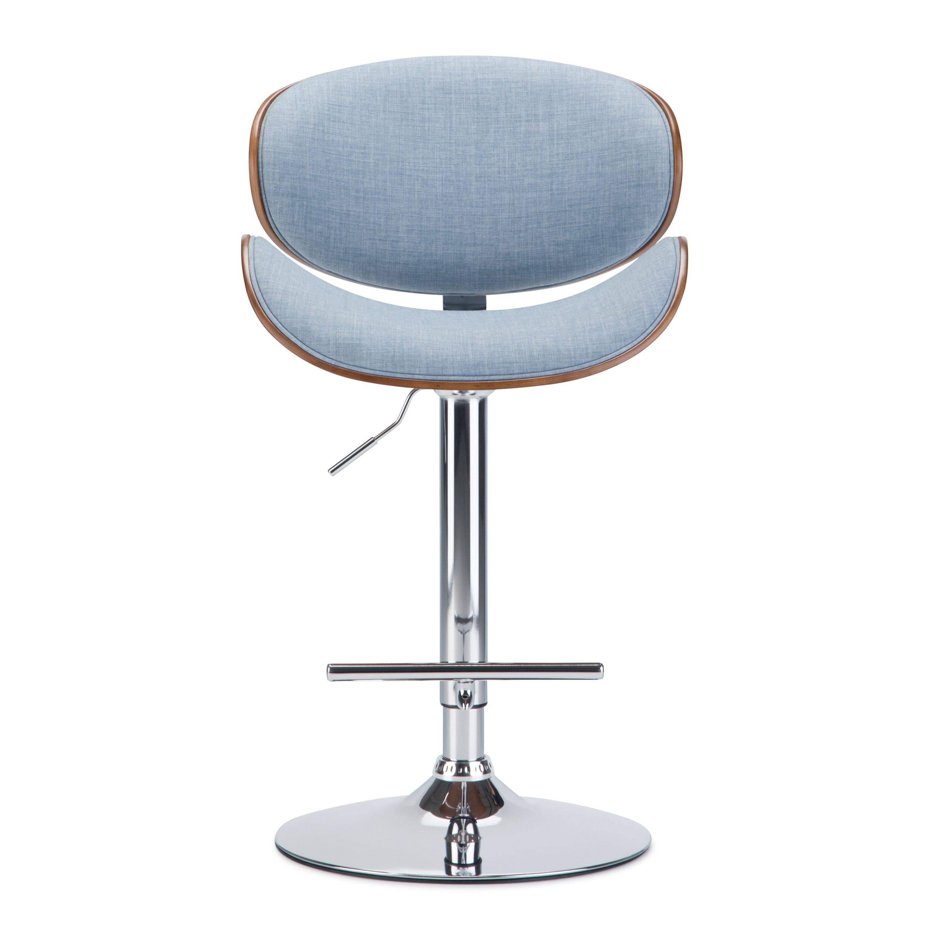 Left. Simpli Home - Marana Bentwood Adjustable Height Gas Lift Bar Stool - Denim Blue.