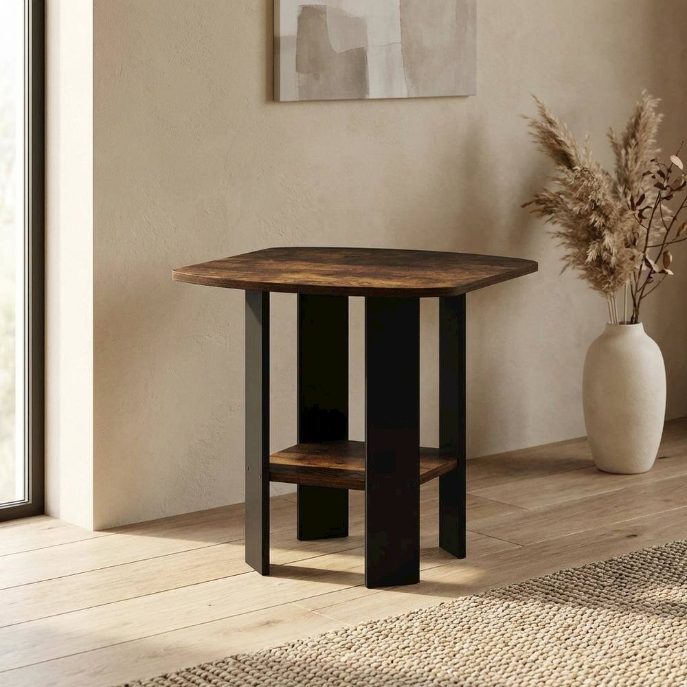 Angle. FurniFact - Amber Pine and Black Finish Accent End Table for Living Room - Amber Pine/Black.