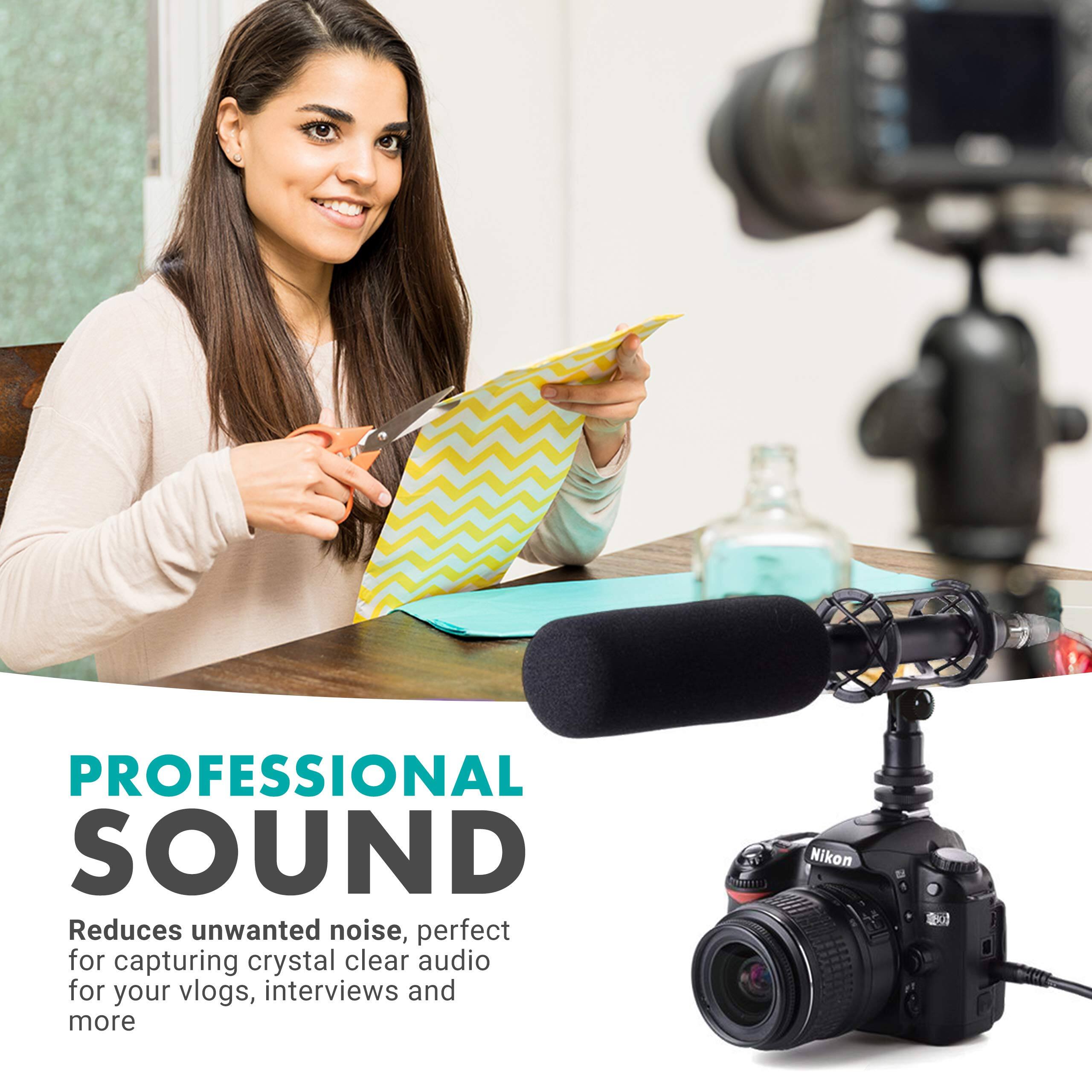 PROFESSIONAL SOUND  
Reduces unwanted noise, perfect for capturing crystal clear audio for your vlogs, interviews and more