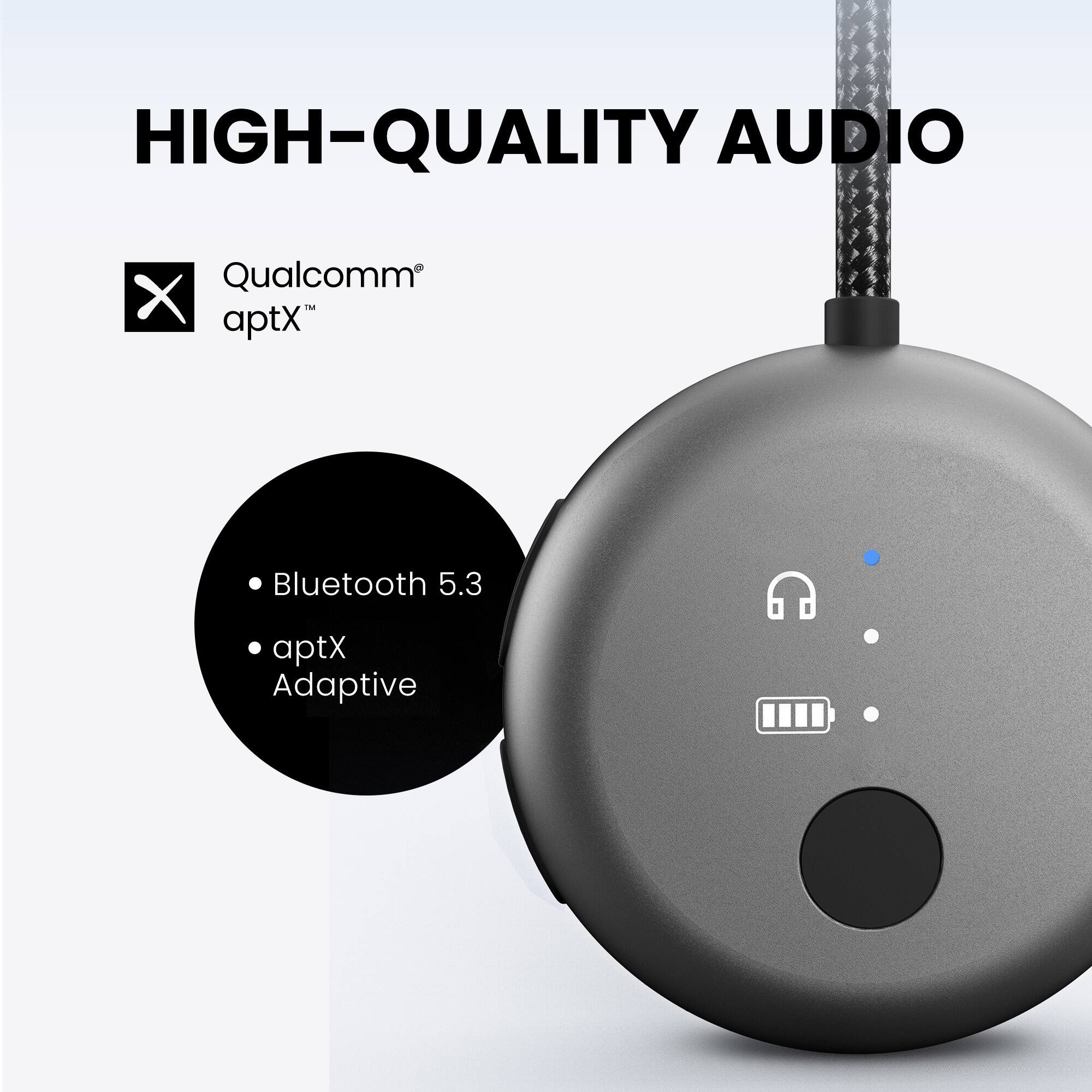 HIGH-QUALITY AUDIO

Qualcomm® aptX™

- Bluetooth 5.3
- aptX Adaptive