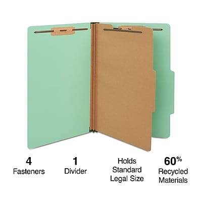 4 Fasteners  
1 Divider  
Holds Standard Legal Size  
60% Recycled Materials