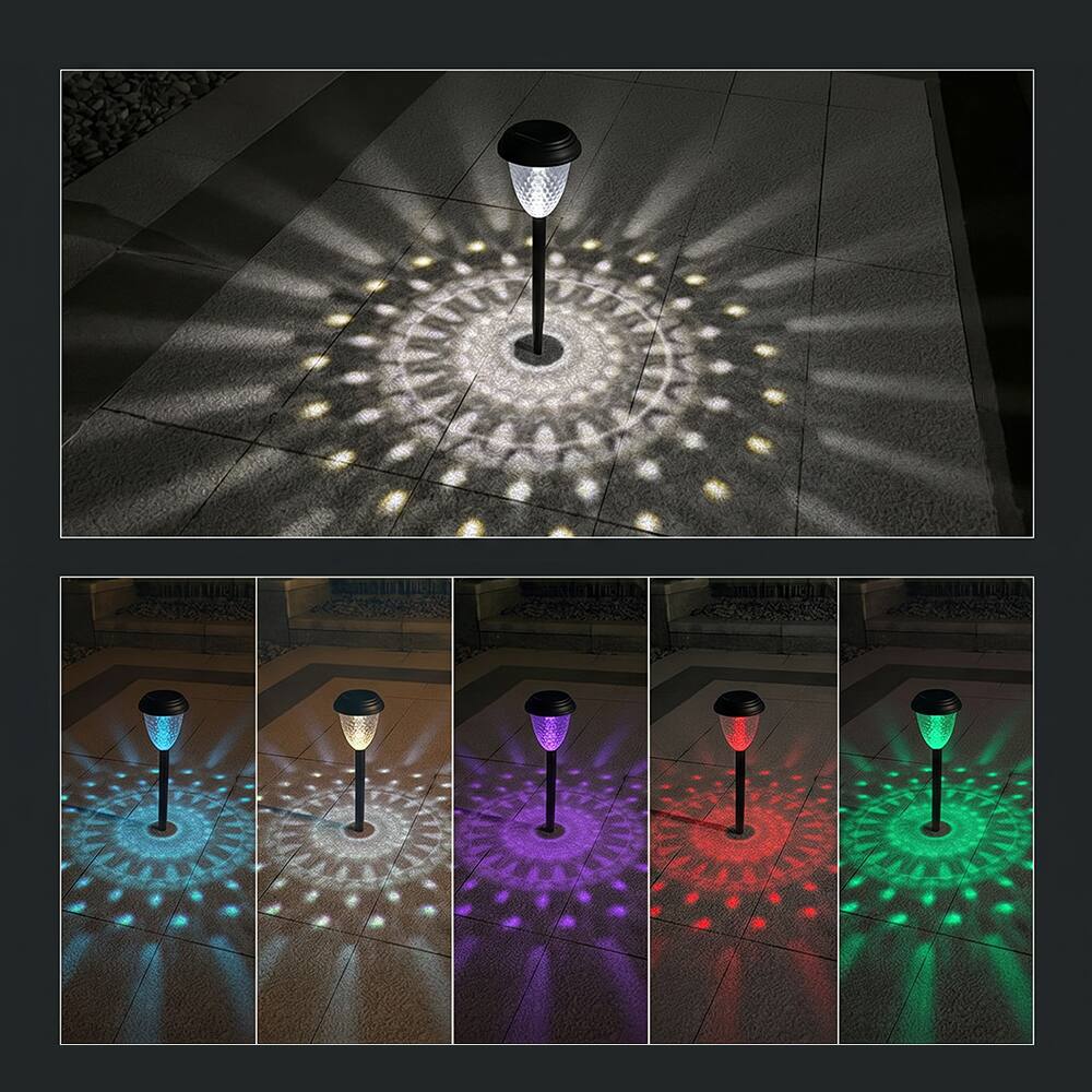 Alt View 6. COWIN - 10 Pack LED Solar Garden Lights, RGB & Warm White Outdoor Stake Lights, Waterproof LED Landscape Lighting for Yard, Lawn.