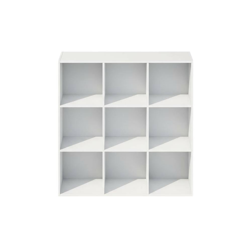 Back. FurniFact - Wooden bookcase with open shelves for versatile storage - White.