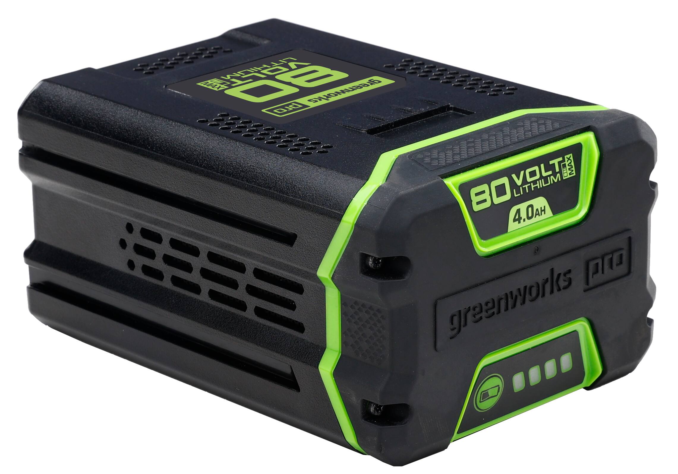 Alt View 1. Greenworks - 80 Volt 4Ah Battery (Charger not included) - Black/Green.