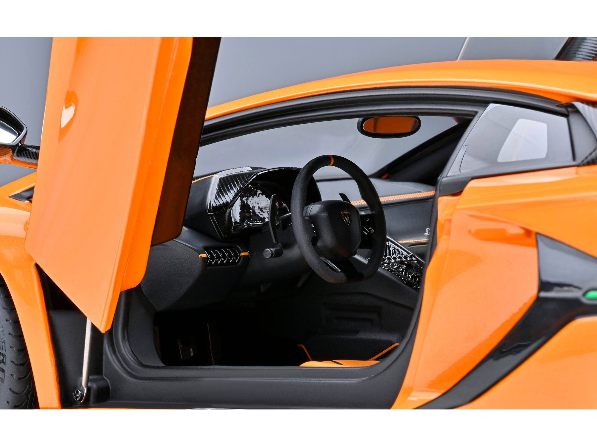 Alt View 3. Autoart - Lamborghini Aventador SVJ Arancio Atlas Pearl Orange 1/18 Model Car by Autoart.
